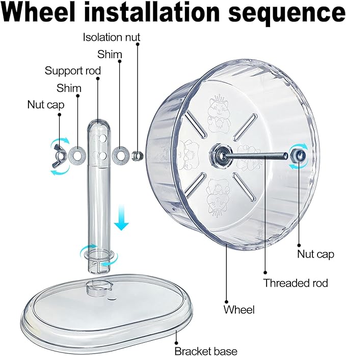 Silent Hamster Wheel, Super-Silent Hamster Exercise Wheels Accessories, Quiet Running Wheels, Adjustable Stand for Hamsters Mice Or Other Small Animals (White, Ф 7 inch)
