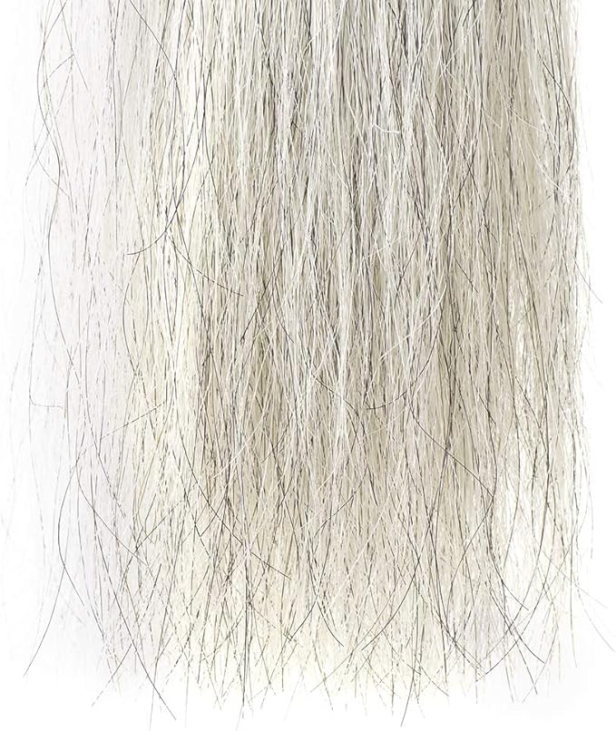 Horse Tail Extensions with Braided Horsehair Loop, Blunt Cut Bottom, 34-36 inches Long and 1 lb Weight (Light Gray)