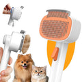 Self Cleaning Slicker Brush, 2-in-1 Cat Brush for Shedding, Skin Friendly Grooming Tool for Long & Medium-Long Hair Pets, Adjustable Bristle Length with Dematting Comb for Cats, Dogs (Orange)