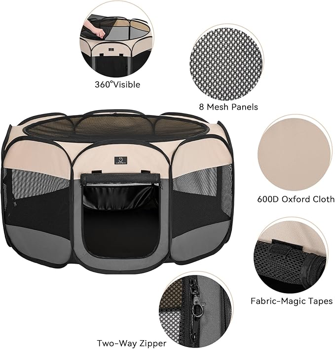 A4Pet Portable Kitten Playpen for Cats, 27" Foldable Pet Playpen for Puppy/Cat/Rabbit/Chick, with Removable Zipper Top & Mesh Panel(11”W × 7.5”H)