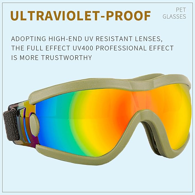 Small Dog Sunglasses with Adjustable Strap UV Protection, Winproof Puppy Sunglasses, Suitable for Dogs Eyes Protection，Soft Dog Goggles