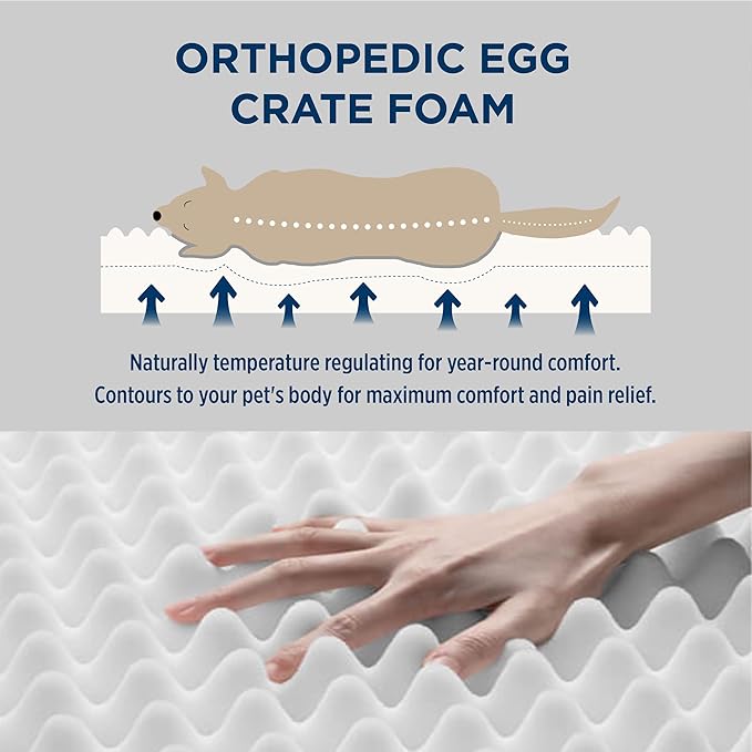 Bedsure XL Dog Bed for Crate - Large Orthopedic Flat Pet Beds with Removable Washable Cover, Egg Crate Foam Crate Mat, Suitable for Pet Up to 90 lbs