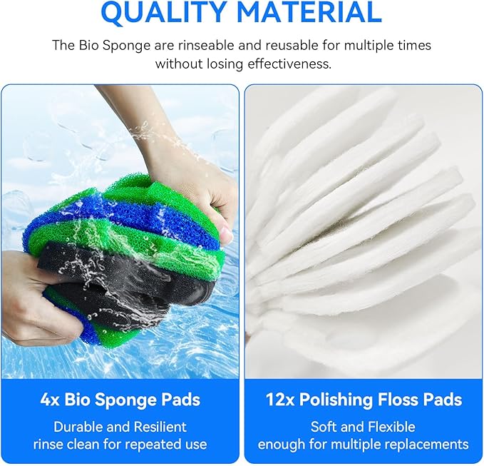 Canister Filter Pads Replacement for Penn Plax Cascade 1000 Canister Filter Aquarium Canister Filter Media Pads Compatible with Cascade 700/1000 CCF2UL/CCF3UL Canister Filter Fish Tank 16 Pack