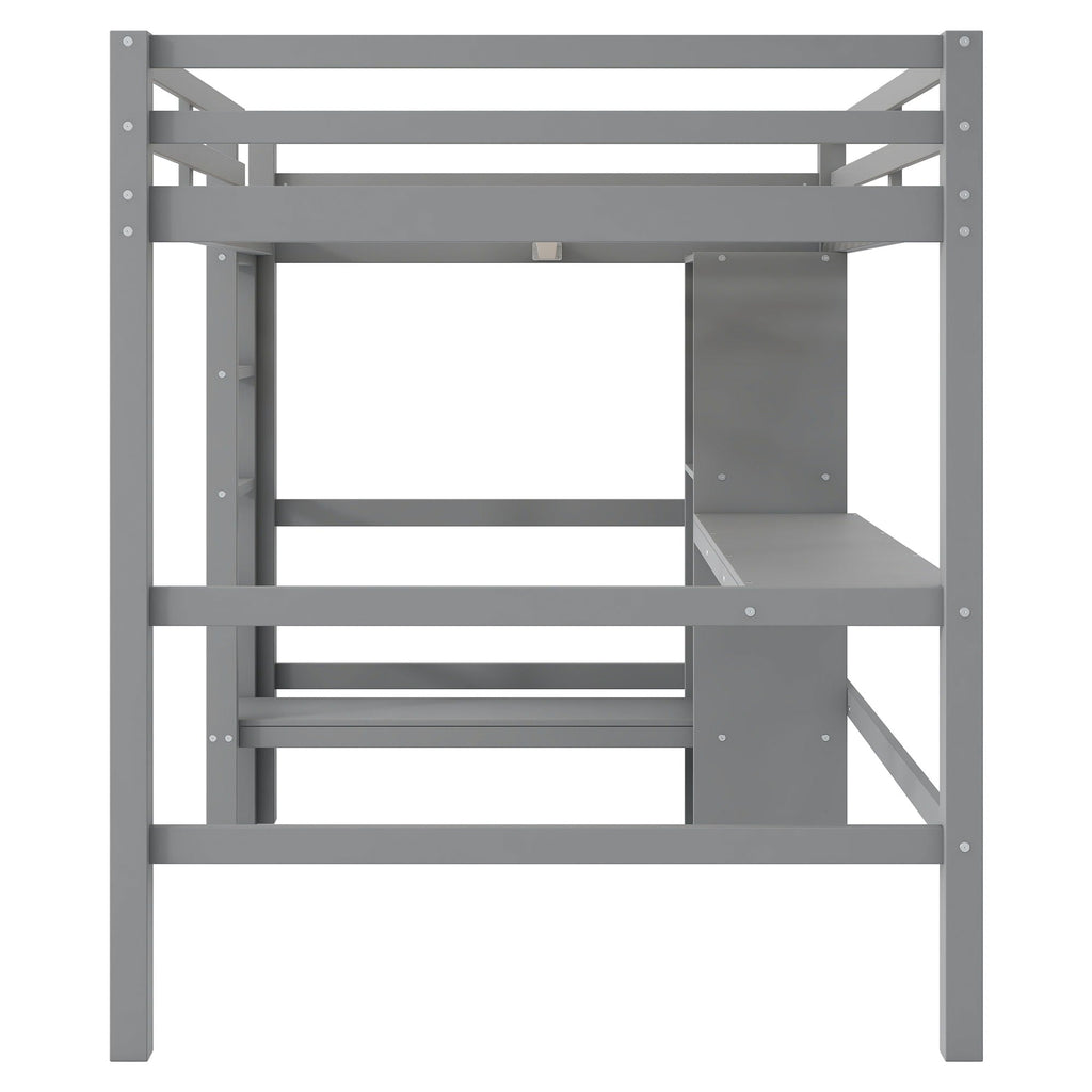 Loft Bed With Built In Desk And Multifunction Shelves