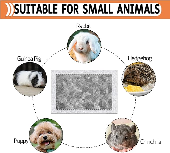 Guinea Pig Bedding, Disposable Guinea Pig Cage Liners, Charcoal Odor Controlling Absorbent Waterproof Pee Pads for Rabbits, Hamster and Other Small Animals. 24''x47''(for Midwest),20 Count