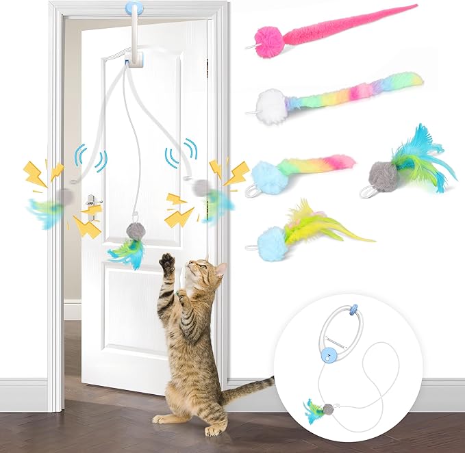 5 Pack Cat Toy Replaceable Feathers for Interactive Cat Toys with Remote Control, Cat Feather Toys Attachments for Indoor Cats Exercise and Play (Not Include Cat Toy, Only Accessories)