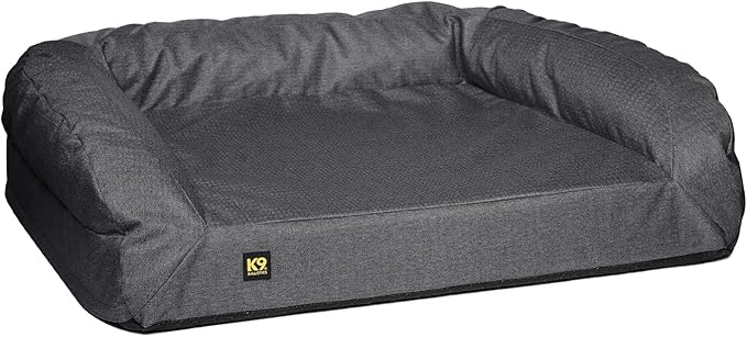 K9 Ballistics Tough Bolster Orthopedic Sofa Dog Bed with Removable Washable Cover - Durable, Water Resistant with Nonskid Bottom - Medium, Titanium Premium Finish