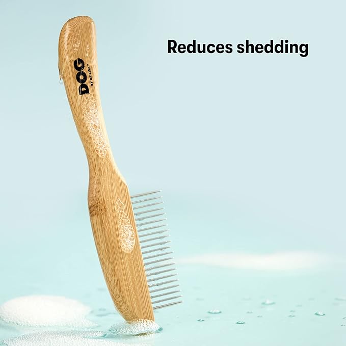 DOG by Dr Lisa - Comb - Detangling Dog Comb - Dematting Grooming Tool - Metal Combs Teeth Removes Knots and Tangles - Stimulate Blood Flow and Increase Natural Coat Oils - Made From Sustainable Bamboo