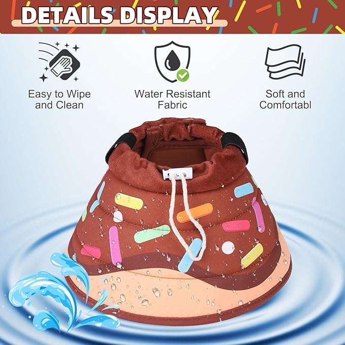 KOOLTAIL Cat Cone Collar Soft, Adjustable Cat Cones to Stop Licking, Foldable Donut Water Resistant Pet Recovery Neck E Collars After Surgery, Kitten Elizabethan Collar for Small to Large Cats,Brown M