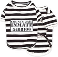Parisian Pet XL Dog Shirt - Lightweight, Sleeved Black & White Stripes for Large Dogs - 100% Cotton & Polyester - Prisoner Dog Costume
