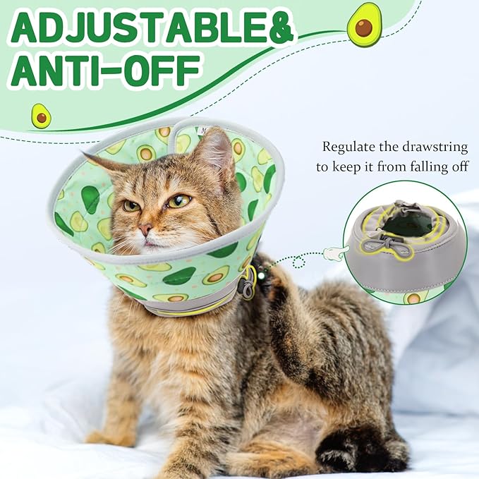 Cat Cone Collar Soft, Comfortable Cat Recovery Collar Pet Cone for Small Large Cats, Lightweight Elizabethan Collar for Cats Kittens After Surgery Prevent from Licking Wounds, Green, M