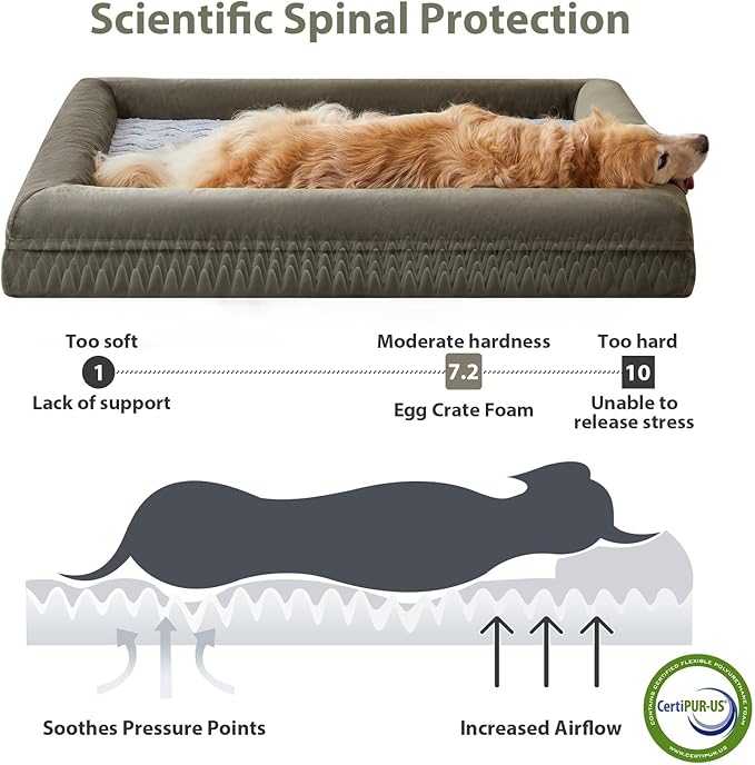 WNPETHOME XXL Extra Large Dog Bed, Washable Dog Couch with Removable Waterproof Cover, Orthopedic Large Pet Sofa Bed with Bolster Sides for Sleeping