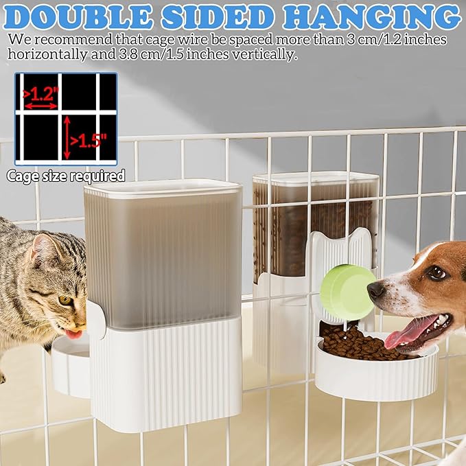 kathson Rabbit Gravity Auto Feeder Set 35oz Hanging Automatic Food Water Dispenser Cage Automatic Feeder Set for Rabbit Chinchilla Guinea Pig Hedgehog Ferret Kitty Puppy (Green)