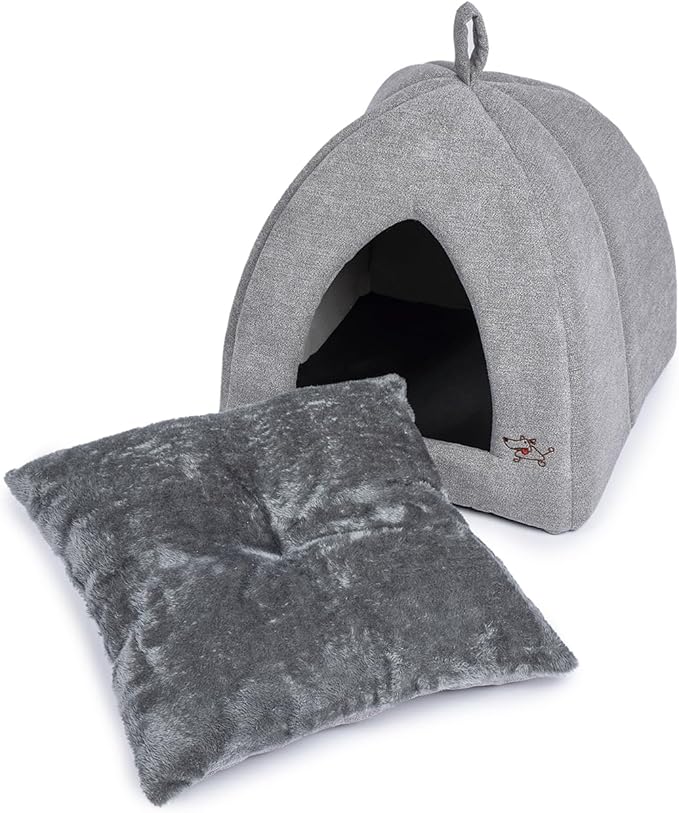 Best Pet Supplies Pet Tent-Soft Bed for Dog and Cat by - Gray, 16" x 16" x H:16"
