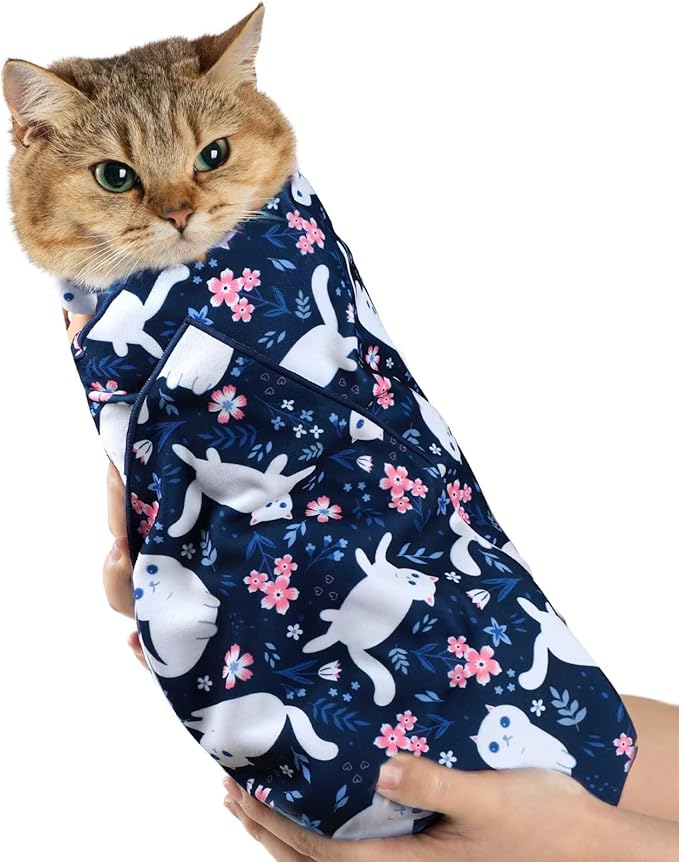 Paw Legend 27.6" Cat Wrap for Grooming Cat Wrap for Cutting Nails Cat Restraint for Nail Clipping Self Adhesive Blanket Restraint Cloth for Cats Within 15lbs