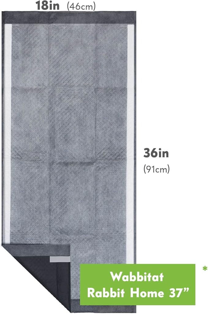 Paw Inspired Disposable Guinea Pig Cage Liners | Bamboo Charcoal Odor Controlling | Super Absorbent Liners Pee Pads for Ferrets, Rabbits, Hamsters, and Small Animals (36x18 (Wabbitat 37") - 16 ct)