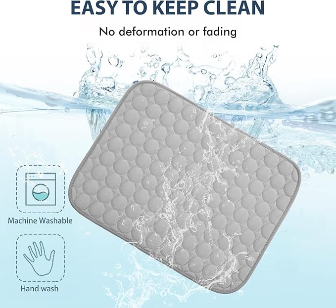 MICROCOSMOS Summer Cooling Mat & Sleeping Pad- Water Absorption Top, Materials Safe, Easy Carry, EZ Clean. Keep Cooling for Pets, Kids and Adults.(Grey, 24" x18")