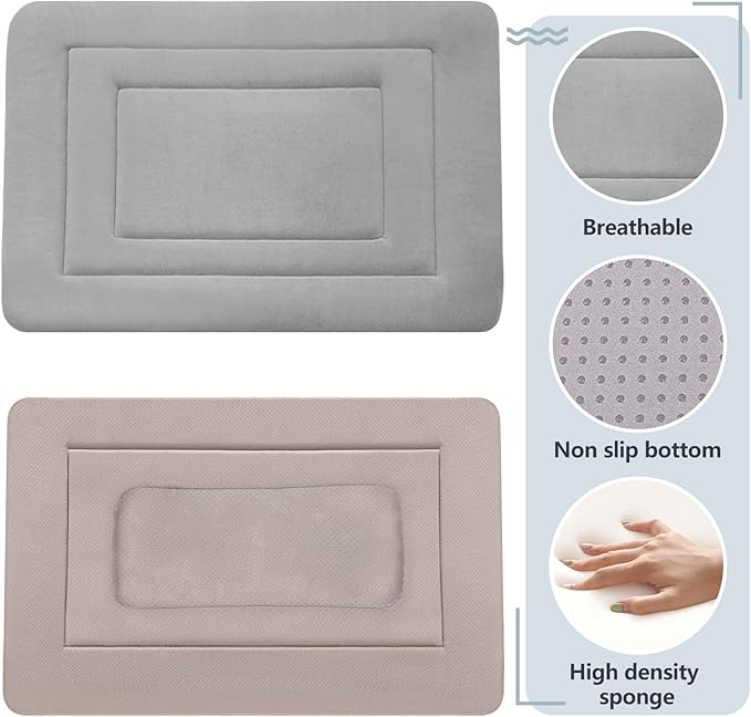 JoicyCo Dog Crate Bed Pad Mat, 36 in Non Slip Bottom Washable Kennel Pad for Medium and Large Dogs, Clay Gray
