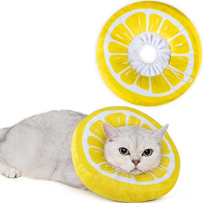 ANWA Adjustable Cat Cone Collar Soft, Cute Cat Donut Collar After Surgery, Kitten Recovery Cones to Stop Licking