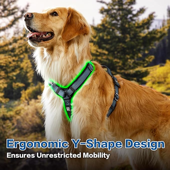 CLEPAWS Dog Harness for X-Large Dogs, No Pull Dog Harness Easy Walk with Metal Hardware, Ergonomic Y-Shaped Design, Soft Padding, Padded Handle, Durable High-Tensile Nylon (Nightfall, XL)