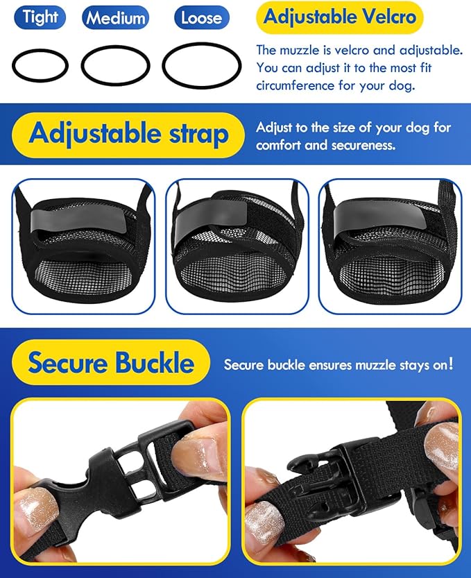 Dog Muzzle, Soft Air Mesh Muzzle for Small Medium Large Dogs Anti Biting Barking Chewing, Breathable Drinkable Adjustable Loop Pets Muzzle for German Shepherd Husky Labrador Retriever (Black,M)