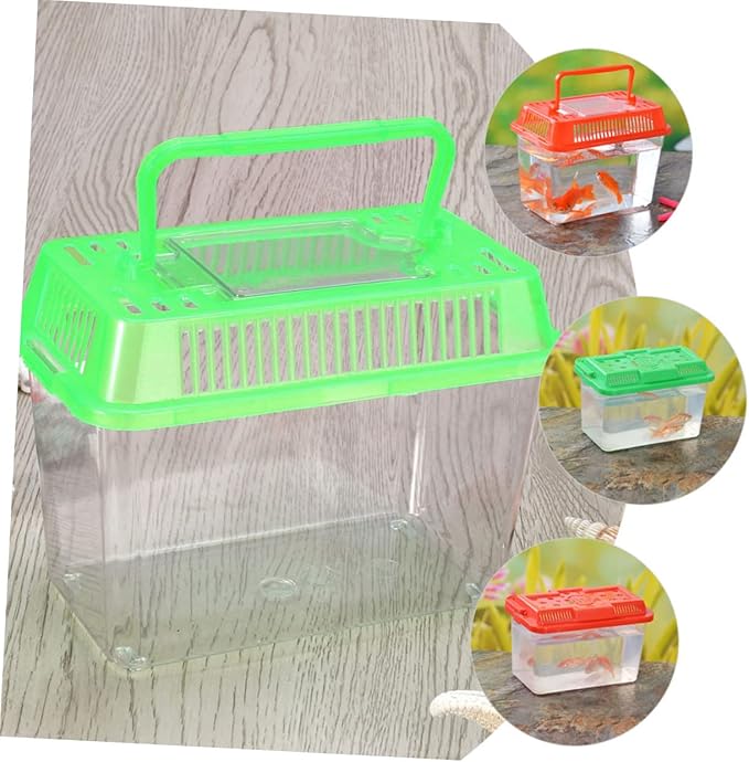 Plastic Turtle Fish Tank Plastic Handheld Fish Tank Portable Aquarium Clear Reptile Breed Container Cricket Keeper Lizard Tank Animals Turtle Tank Beard Leopard Print