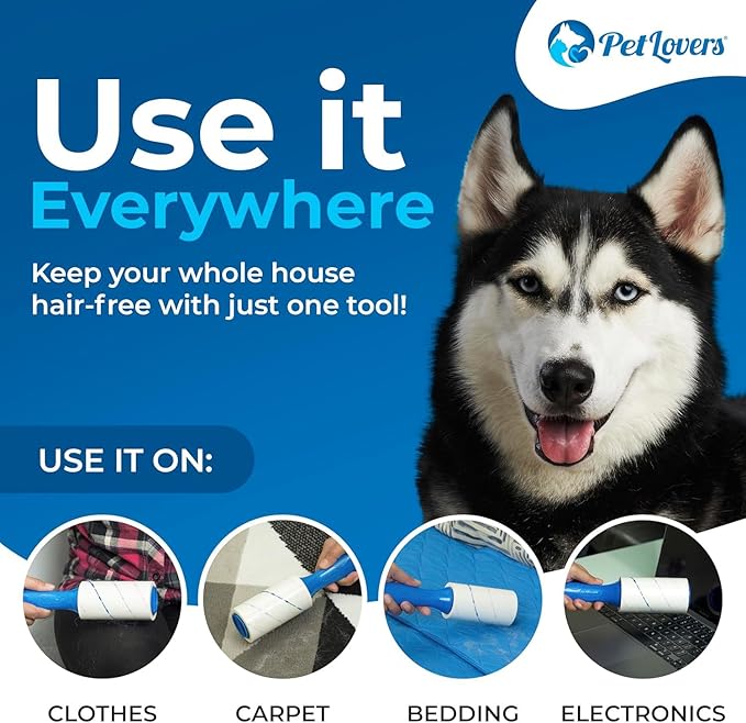 PetLovers Extra Sticky Lint Roller Value Set 270 Sheets for Pet Hair Removal and Clothes, Dog and Cat Lint Remover, 3 Pack
