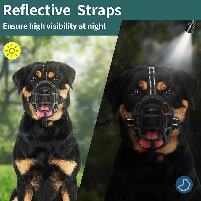 BARKLESS Dog Muzzle, Silicone Basket Muzzle for Small Medium Large Dogs, Soft Cage Mouth Cover Prevent Biting Chewing, Allow Drinking Panting, Suitable for German Shepherd