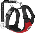 SlowTon Dog Seat Belt Harness for Car, Dog Car Harness Adjustable Mesh Breathable & Dog Seatbelt Safety Tether with Elastic Bungee for Small Medium Large Pets(Red, Double Clip, L)