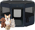 PETSFIT 45.5" Dog Playpen with Dual Zipper Doors –Sturdy Foldable Pet Playpen for Large & Medium Dogs with Removable Mesh Top and Leakproof Bottom