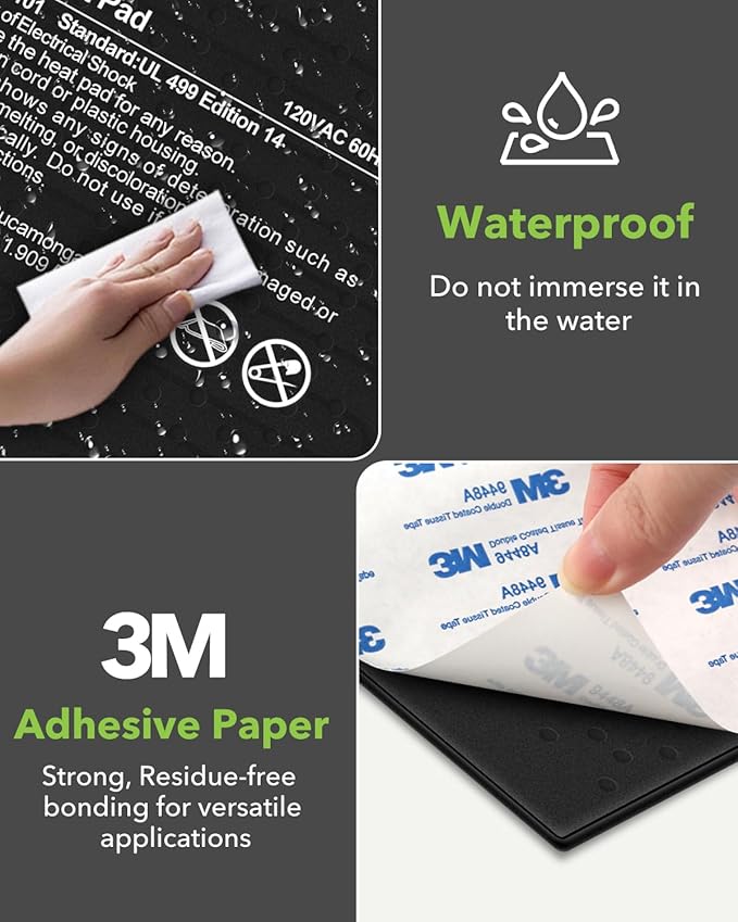 BN-LINK Reptile Heat Pad 8"X12" 16W for 30-40gal Under Tank Terrarium Heating Mat Waterproof for Turtle, Lizard, Frogs, Snake, Hermit Crab