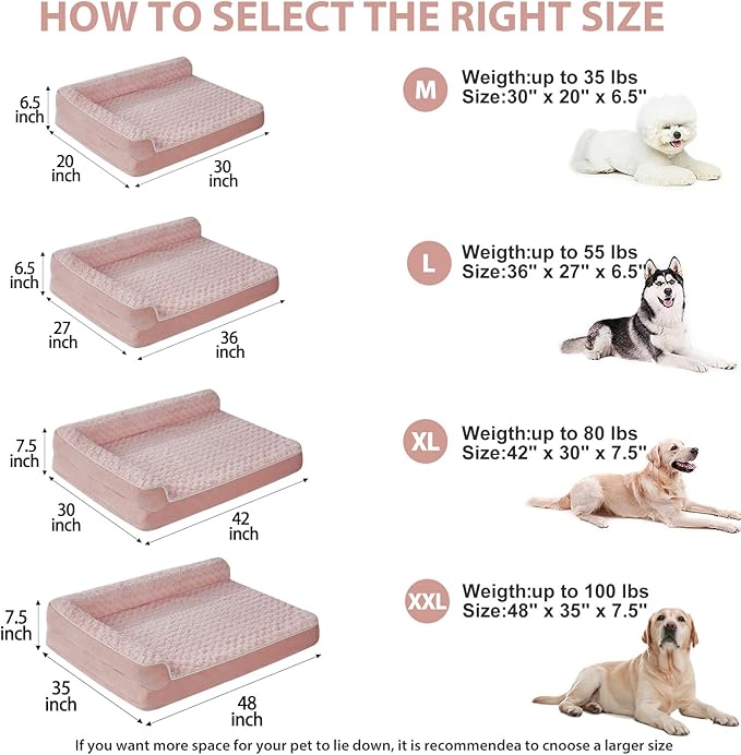 BFPETHOME Orthopedic Dog Beds for Large Dogs-Waterproof Sofa Dog Bed with Removable Washable Cover, Large Pet Bed with Waterproof Lining and Nonskid Bottom, Pet Bed for Dogs