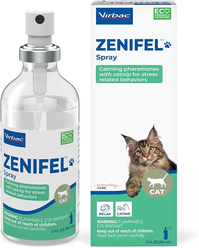 Virbac Zenifel Cat Spray for Managing Stress-Related Behaviors in Kittens & Cats - Quick-Acting - Ideal for Unexpected Stressful Situations - 1 Bottle