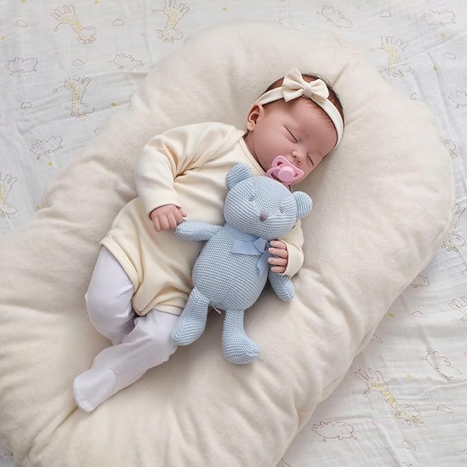 100% Organic Cotton Baby Toys Blue Teddy Bear 6.5" Stuffed Animals for Newborn