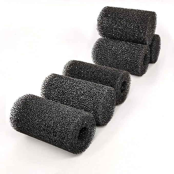 6X Pre-Filter Sponge for Aquarium Shrimp Fry Fish Tank Filter Pump Prefilter Sponge Replacement Foam Cover 3.2 X 1.6 Inch with 0.6" Hole Diameter