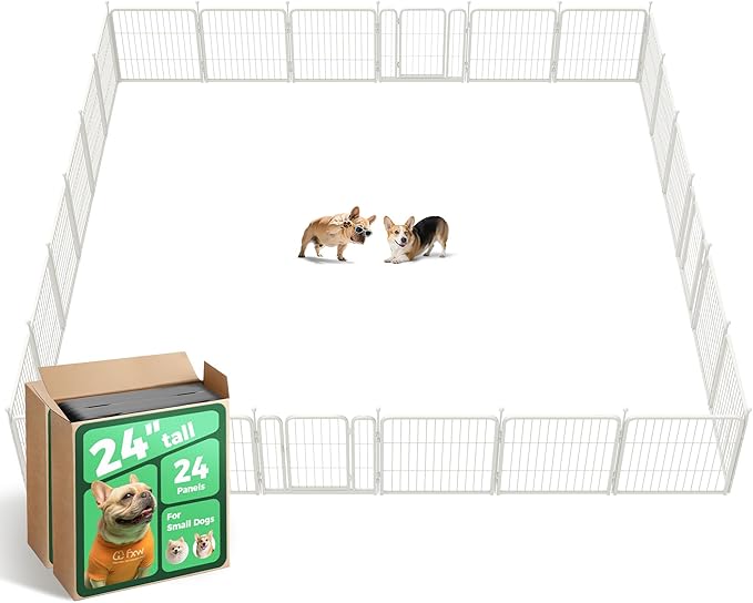 FXW Rollick Unleashed Dog Playpen for Indoor, Yard, RV Camping, 24 inch 24 Panels for Small and Puppy Dogs, White│Patented