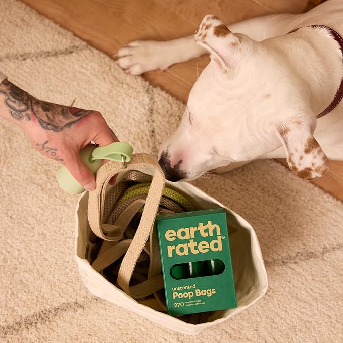Earth Rated Poop Bags for Dogs, Guaranteed Leak Proof and Extra Thick Waste Bag Refill Rolls, Unscented, 270 Count