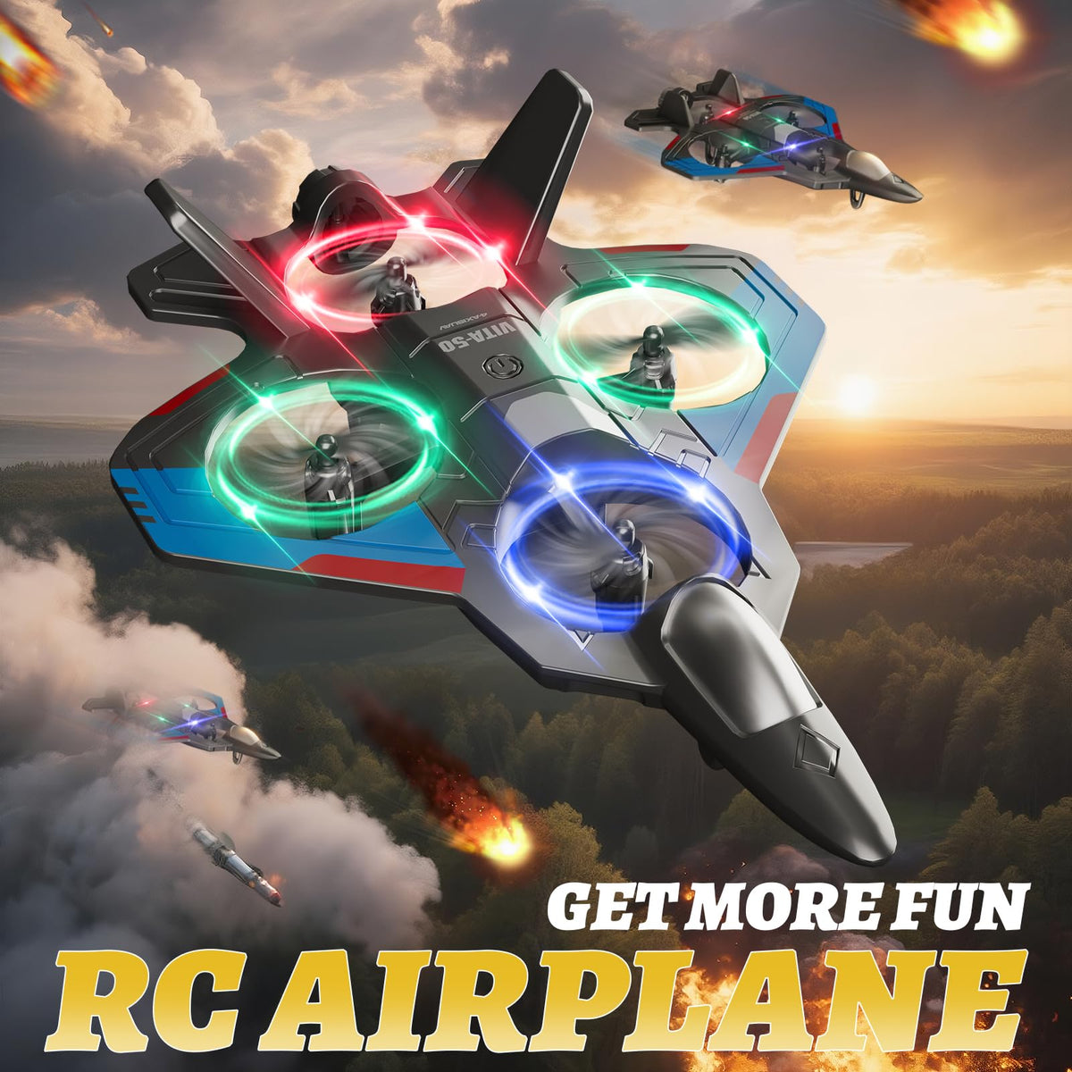 4DRC RC Planes Remote Control Airplanes for Kids, Foam Remote Control Planes for Kids Adults Beginners, Remote Control Helicopter Fighter Jet Drones for Kids Adults, 360° Flip Easy to Fly