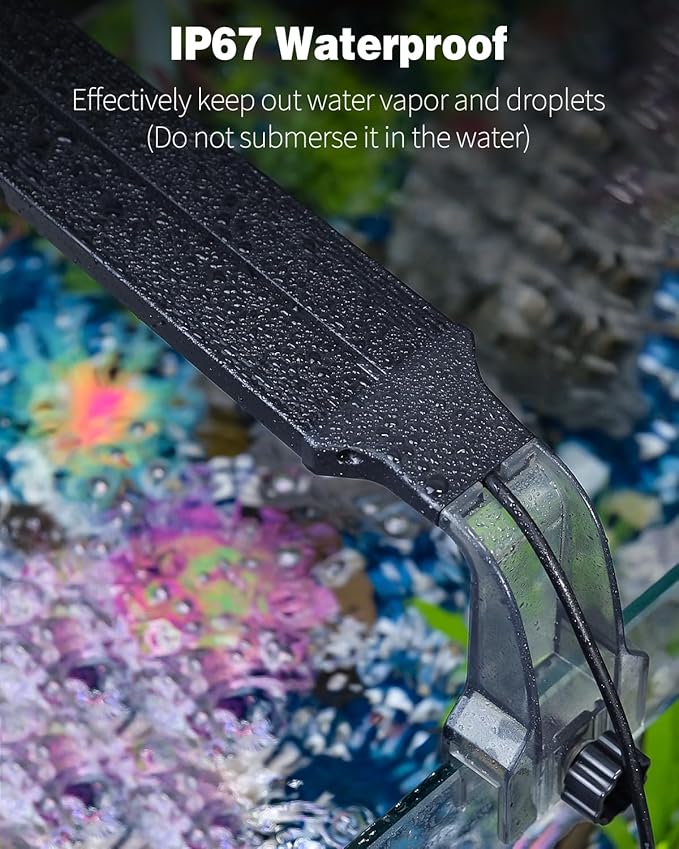 Pawfly Aquarium LED Light 24/7 Fish Tank Light with Full Spectrum Brilliant White Blue Red Green Lights Multi-Colored LEDs with D/N Mode Single Color Effects Timer and Adjustable Brightness