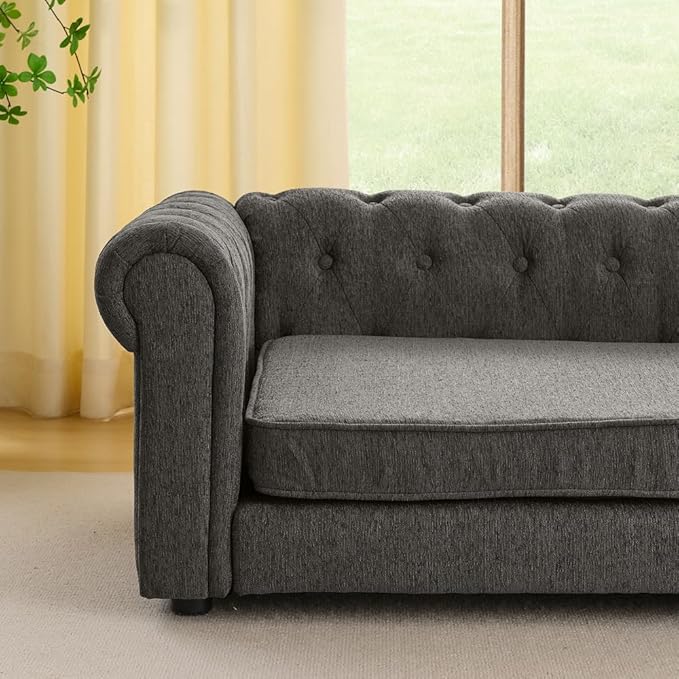 Dog Sofa Couch for Medium to Large Dogs, 55" Memory Foam Pet Sofa Couch with Washable Fabric, Durable Elevated Dog Bed with Legs, Removable Cushion for Medium and Large Dogs, Dark Grey