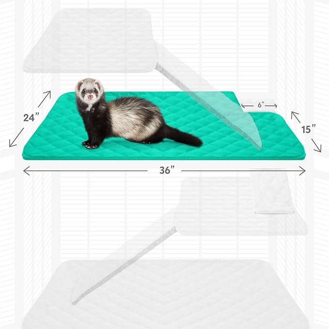 Paw Inspired Fitted Fleece Liner for Ferret Nation, Critter Nation Cage for Ferrets, Rats, Chinchillas, Hedgehogs & Other Small Animals (Green, Top Pan Liner)