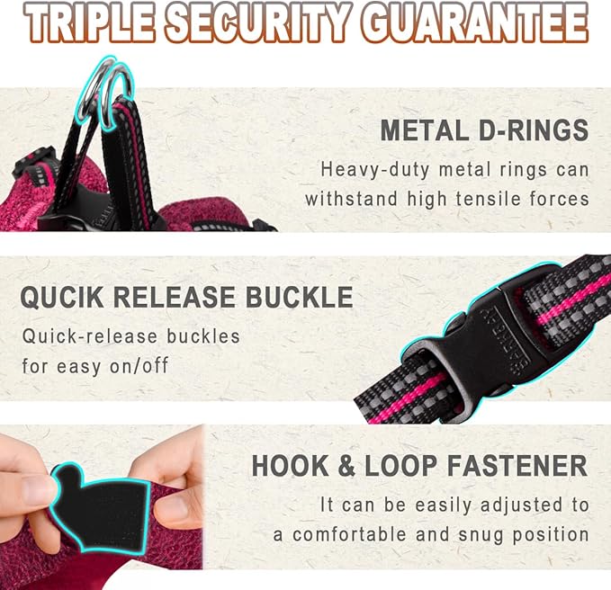 Dog Harness Step in Dog Vest Harness, Reflective Adjustable Puppy No Pull Harness Breathable Soft for Small and Medium Dogs Cats, Pink/Black, XXS