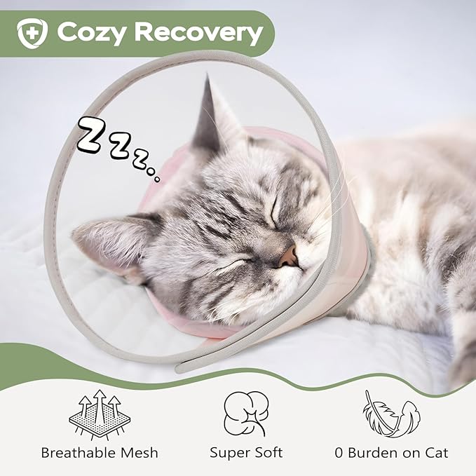 Cat Cone Collar Soft: Comfortable Waterproof Mesh Recovery Cone After Surgery to Stop Licking and Scratch, Alternative to Plastic Elizabeth Head/Neck Cone for Large Cats and Small Dogs