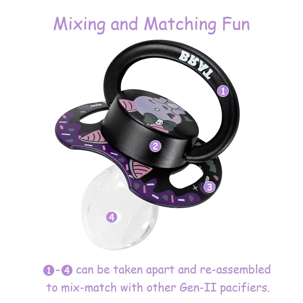 LittleForBig Bigshield Generation-II Printed Pacifier Suitable for Adults Brat Bella Pattern Black