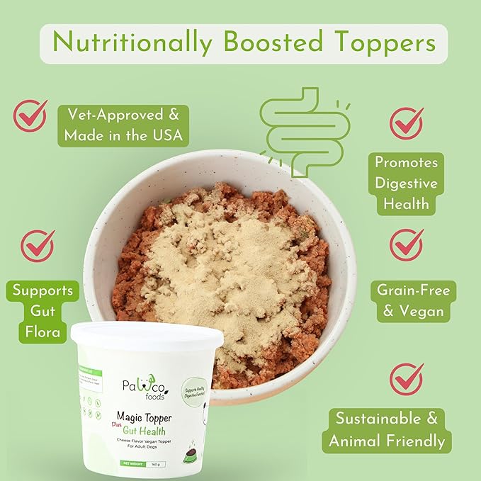 PawCo Magic Topper Gut Health - Dog Topper for Digestion with Postbiotics, Grain-Free Meal Enhancer for Digestive Support, 160g