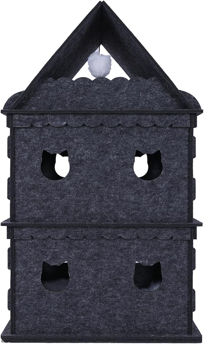 3-Tier Indoor Cat Apartment，Cozy Pet Cat Bed, Hideaway, and Sturdy Cat Castle for Multiple and Large Cats