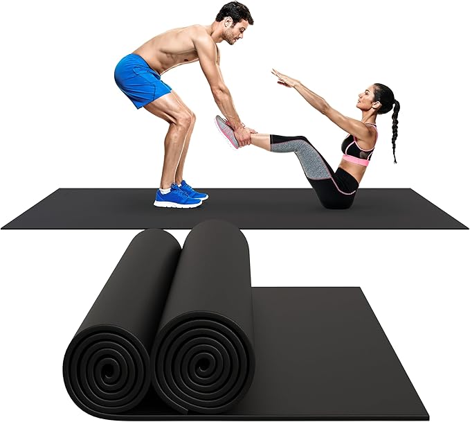8FT x 4FT Extra Large Exercise Mat - PVC Floor Workout Mat with Carry Bag, Cleaning Cloth - Non slip Thick Workout Mats for Home Gym Flooring, Fitness Training Mat for Weights Pilates Cardio