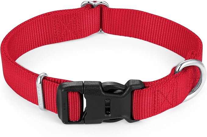 Mikivery Nylon Dog Collar with Quick Release Buckle Soft Adjustable Sturdy for Small Medium Large Dogs Red,L