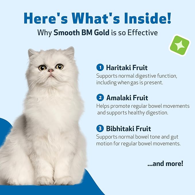 Pet Wellbeing Smooth BM Gold for Cats - Gentle Constipation Relief for Felines - Natural Herbal Supplement 2 oz (59 ml)