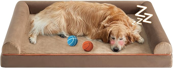 BFPETHOME Extra Large Dog Bed, Washable, Large Dog Bed with Removable Cover, Waterproof Lining and Non-Slip Bottom,Egg-Crate Foam Pet Sofa Bed